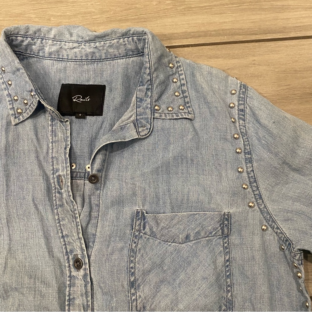 Rails Ingrid Studded Button Down Chambray Shirt W… - image 2